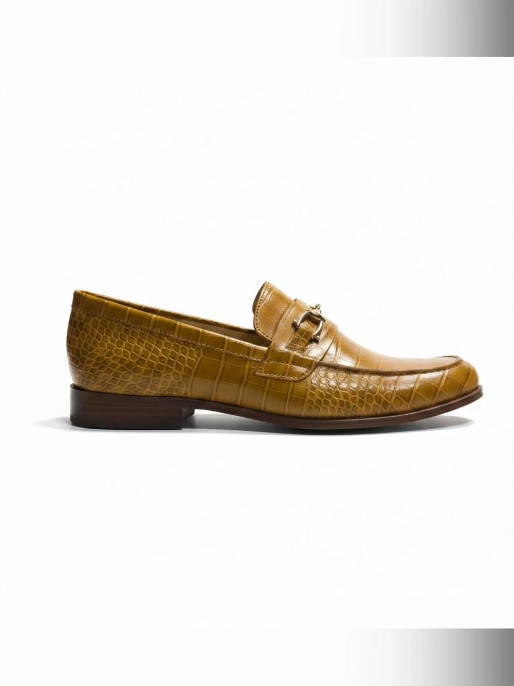 Nine West women’s  Cognac Croc-Embossed Loafers with Chain Accent